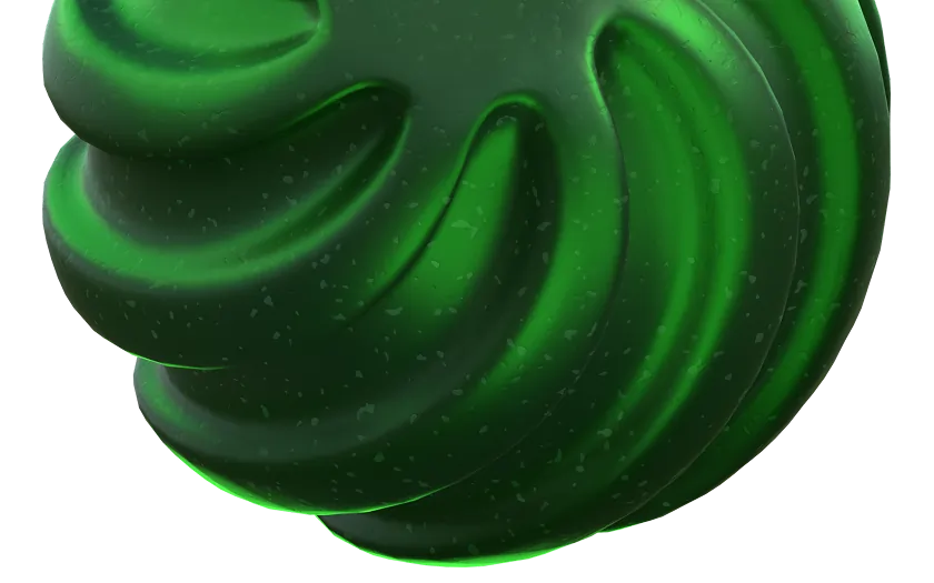 3D abstract green spiral representing dynamic software architecture and digital growth by Exonity Tech
