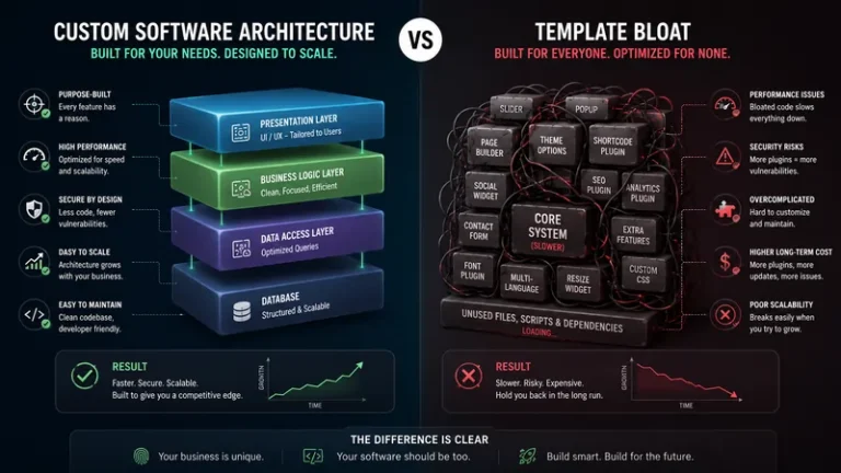 Why Custom Software Development Beats Generic Web Builders 3 custom software development vs template bloat